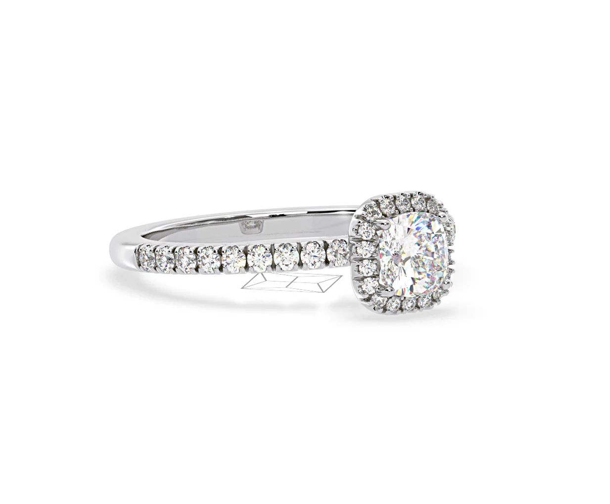Beatrice Diamond Halo Engagement Ring in Platinum 1ct G/SI1 - Image 79