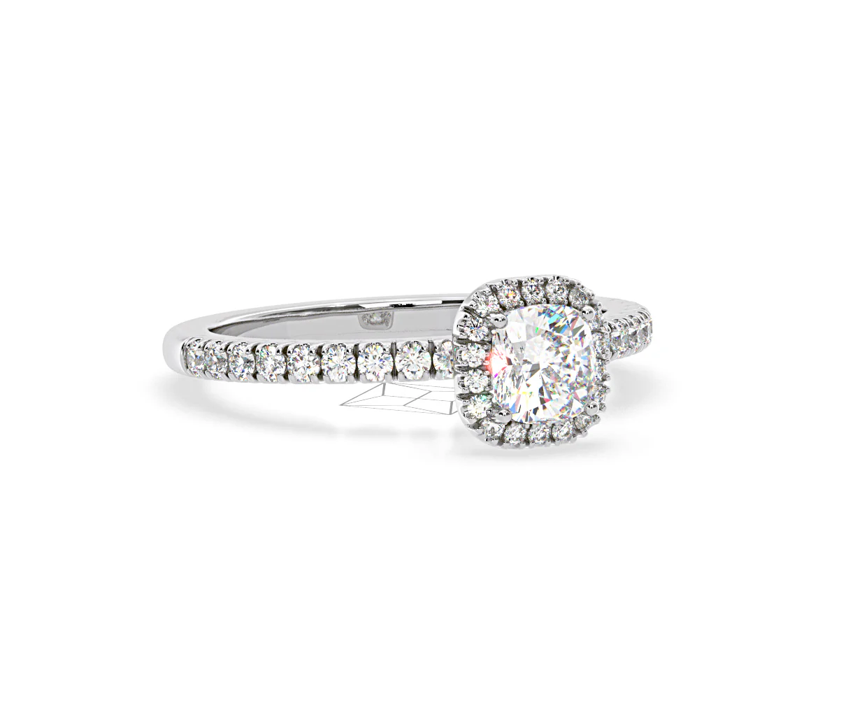 Beatrice Diamond Halo Engagement Ring in Platinum 1ct G/SI1 - Image 81