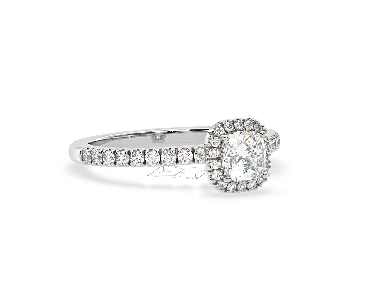 Beatrice Lab Diamond Halo Engagement Ring 18K White Gold 1ct F/VS1 - Image 161