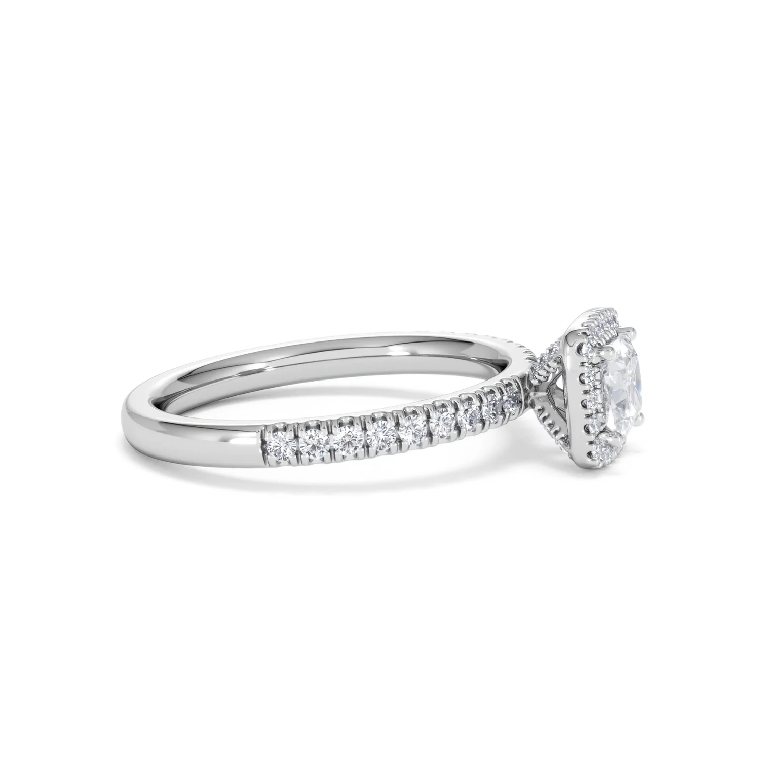 Beatrice Lab Diamond Halo Engagement Ring 18K White Gold 1ct F/VS1 - Image 24