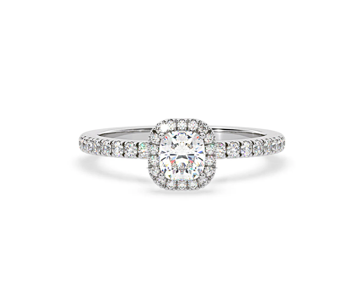 Beatrice Lab Diamond Halo Engagement Ring 18K White Gold 1ct F/VS1 - Image 88