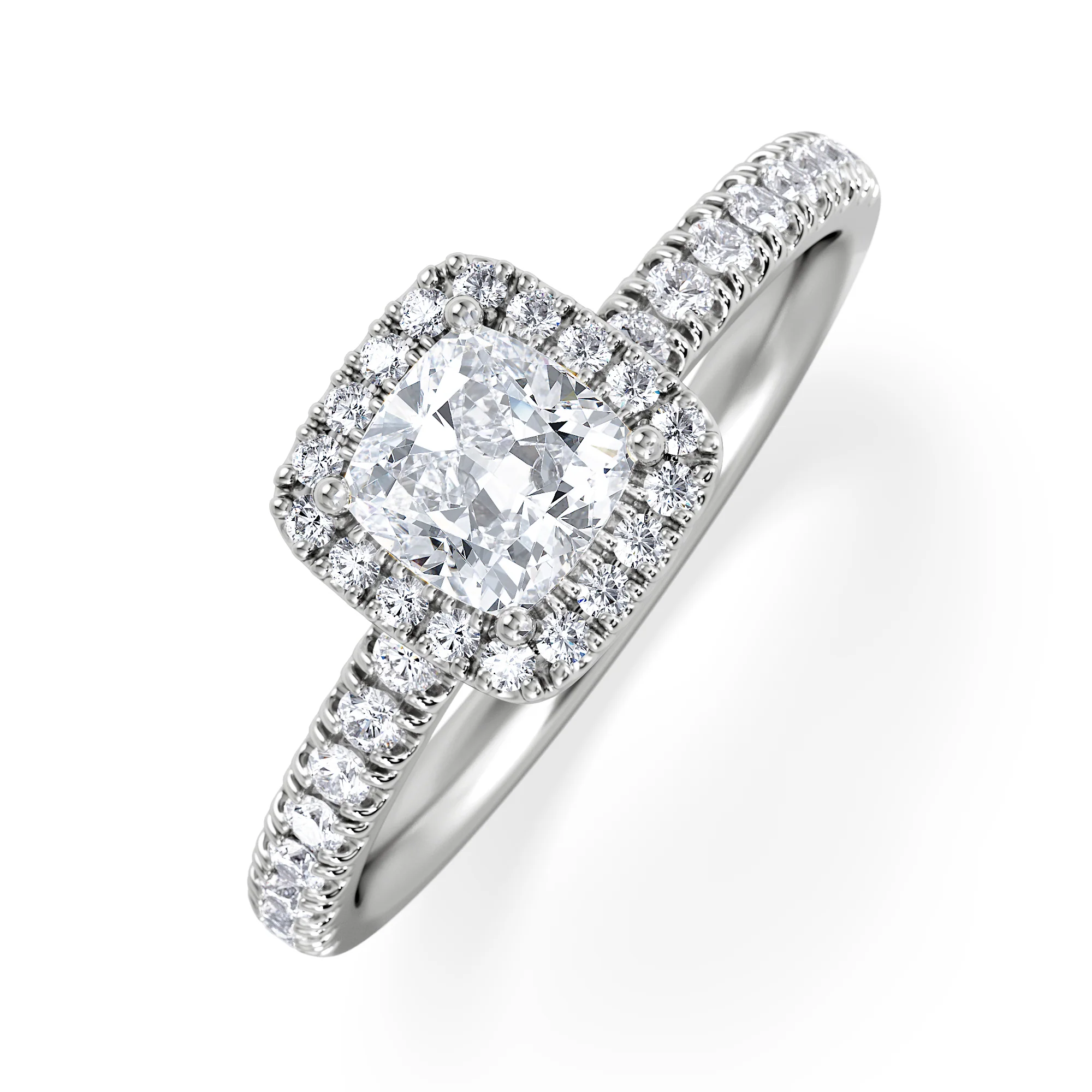 Beatrice Lab Diamond Halo Engagement Ring in Platinum 1ct F/VS1