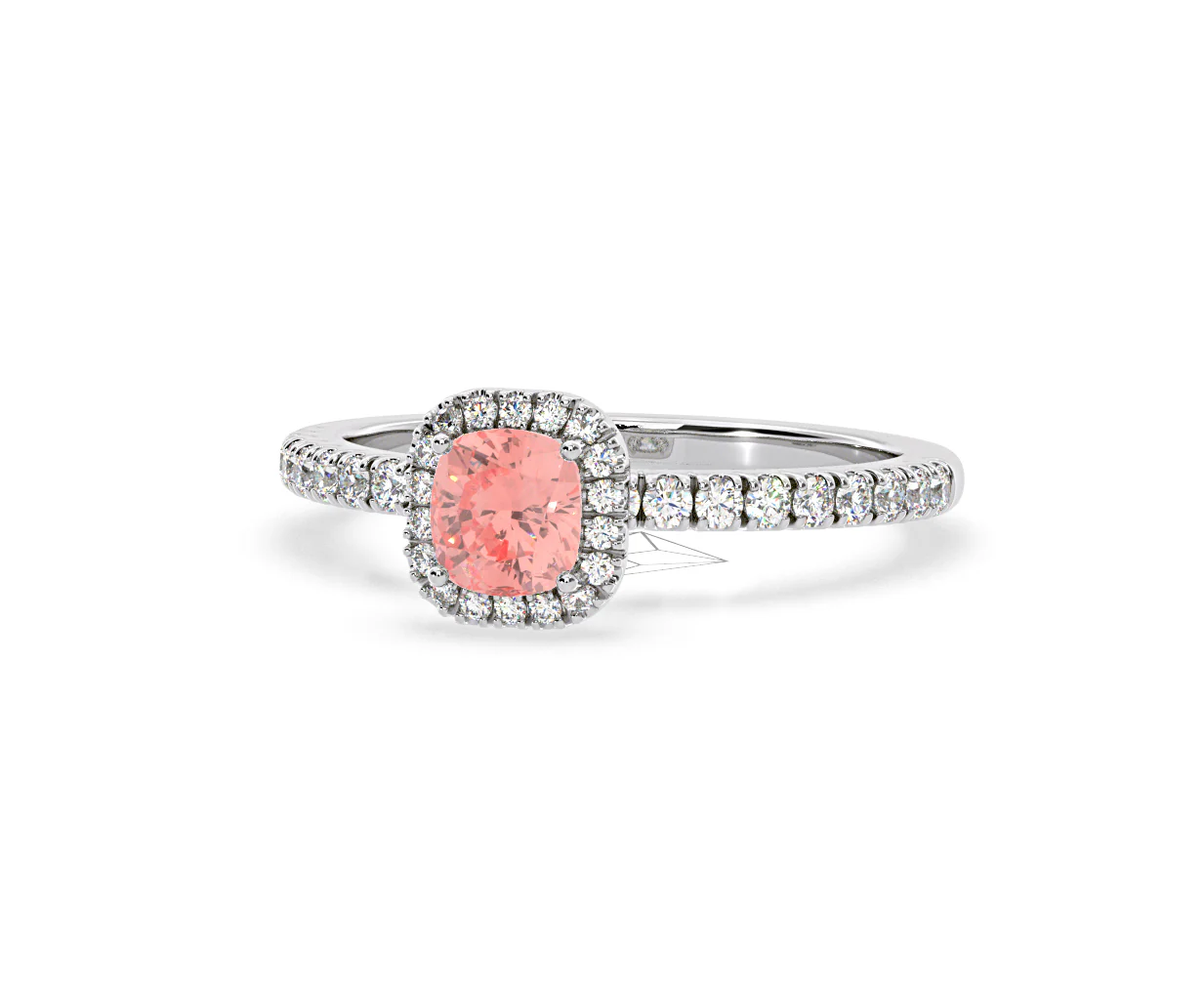 Beatrice Pink Lab Diamond 1.00ct Cushion Halo Ring in 18K White Gold- Elara Collection - Image 10