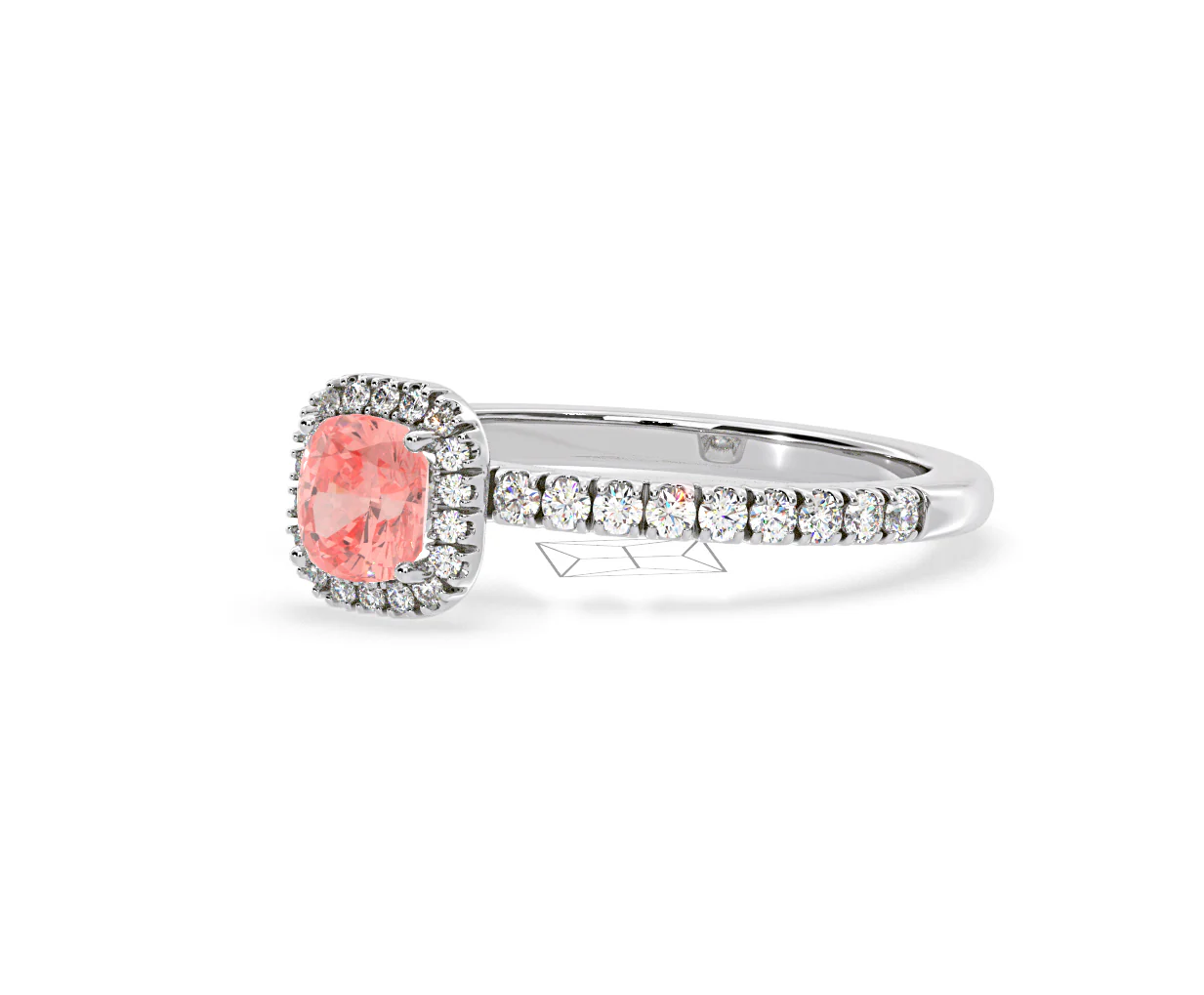Beatrice Pink Lab Diamond 1.00ct Cushion Halo Ring in 18K White Gold- Elara Collection - Image 15
