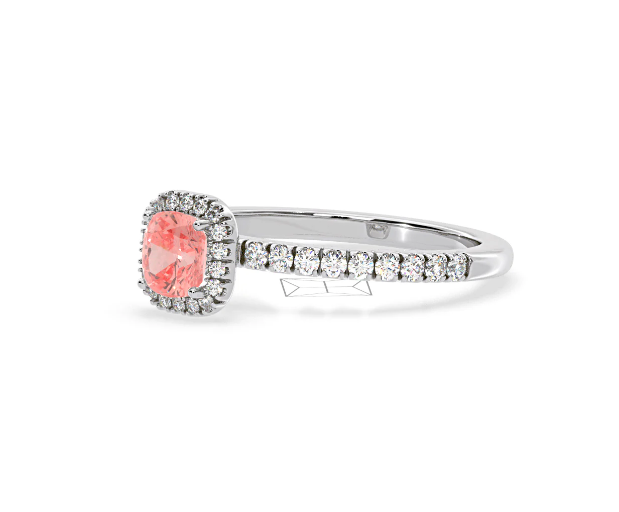 Beatrice Pink Lab Diamond 1.00ct Cushion Halo Ring in 18K White Gold- Elara Collection - Image 16