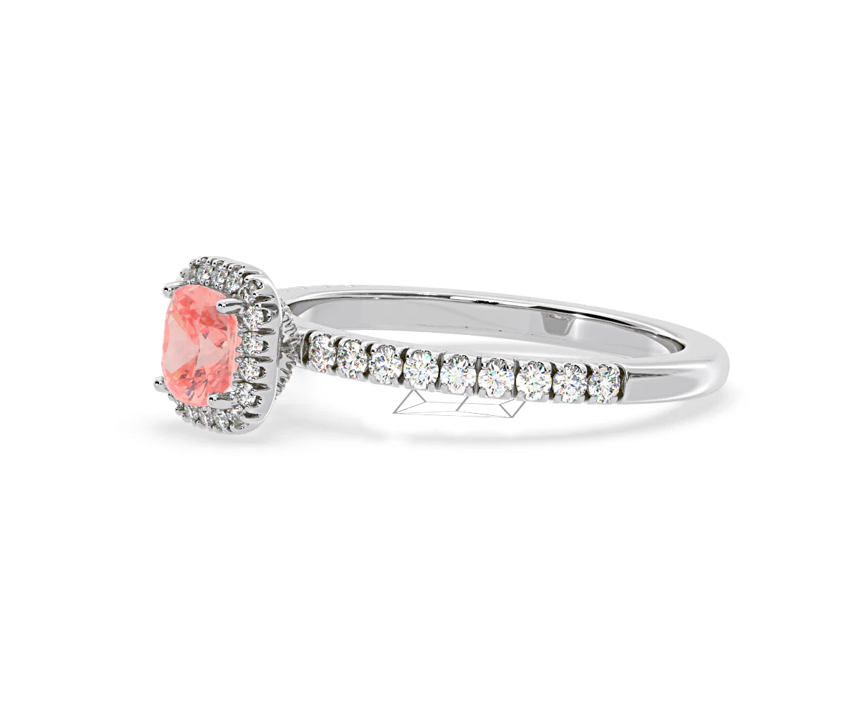Beatrice Pink Lab Diamond 1.00ct Cushion Halo Ring in 18K White Gold- Elara Collection - Image 19