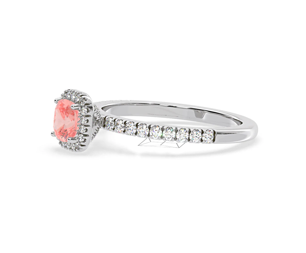 Beatrice Pink Lab Diamond 1.00ct Cushion Halo Ring in 18K White Gold- Elara Collection - Image 20