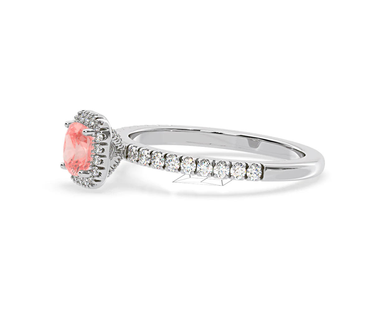 Beatrice Pink Lab Diamond 1.00ct Cushion Halo Ring in 18K White Gold- Elara Collection - Image 21