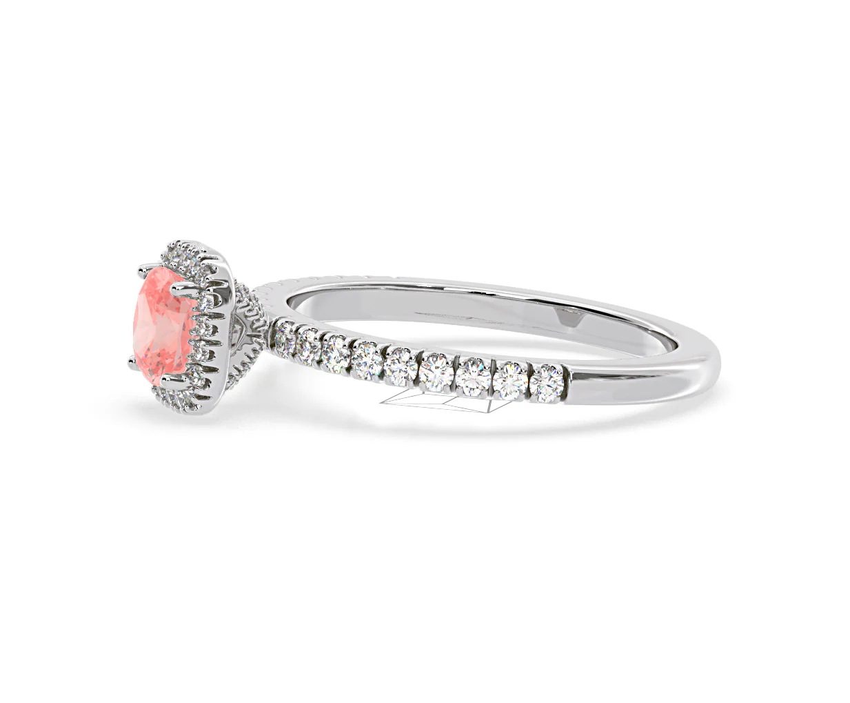 Beatrice Pink Lab Diamond 1.00ct Cushion Halo Ring in 18K White Gold- Elara Collection - Image 22