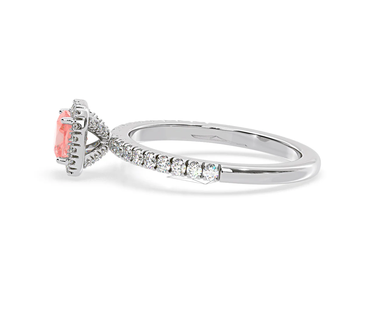 Beatrice Pink Lab Diamond 1.00ct Cushion Halo Ring in 18K White Gold- Elara Collection - Image 26