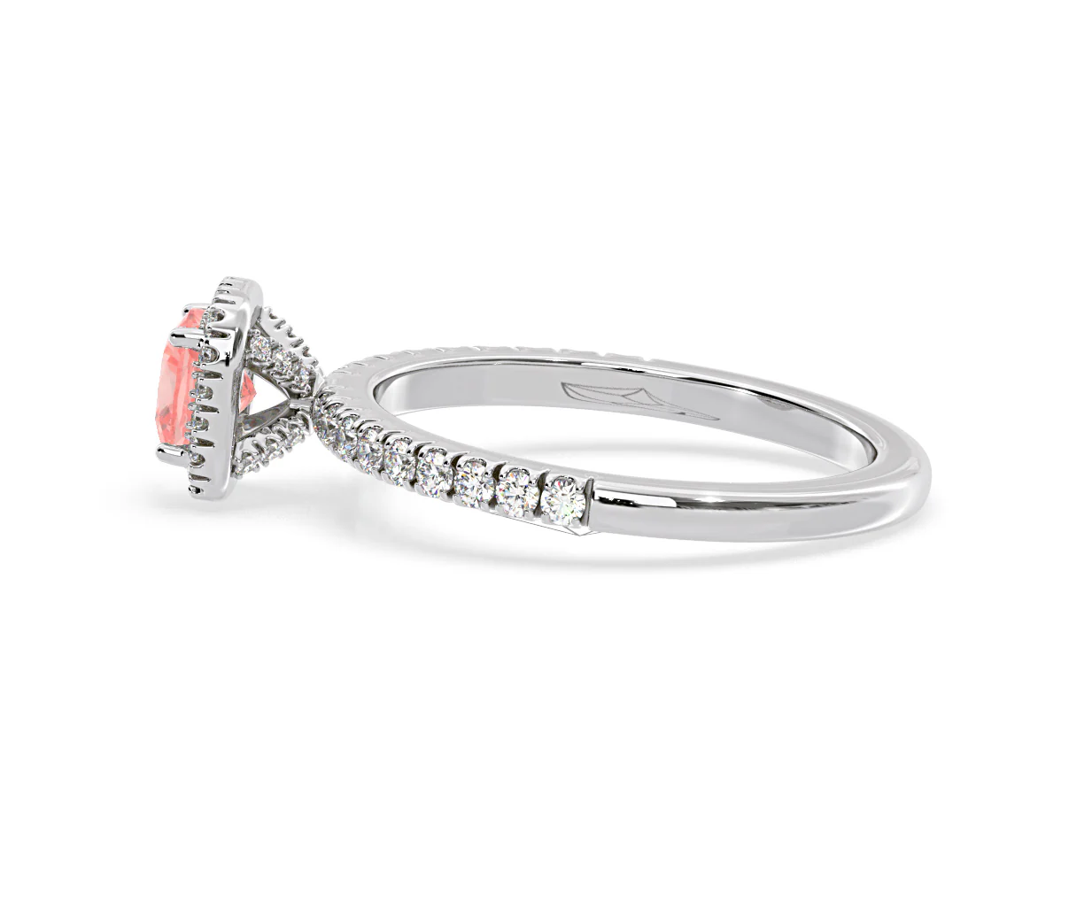 Beatrice Pink Lab Diamond 1.00ct Cushion Halo Ring in 18K White Gold- Elara Collection - Image 28