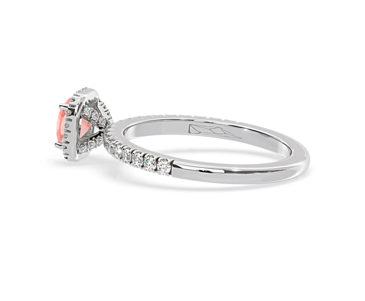 Beatrice Pink Lab Diamond 1.00ct Cushion Halo Ring in 18K White Gold- Elara Collection - Image 31