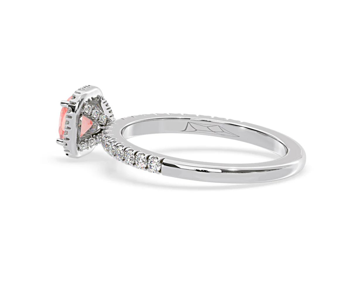 Beatrice Pink Lab Diamond 1.00ct Cushion Halo Ring in 18K White Gold- Elara Collection - Image 32