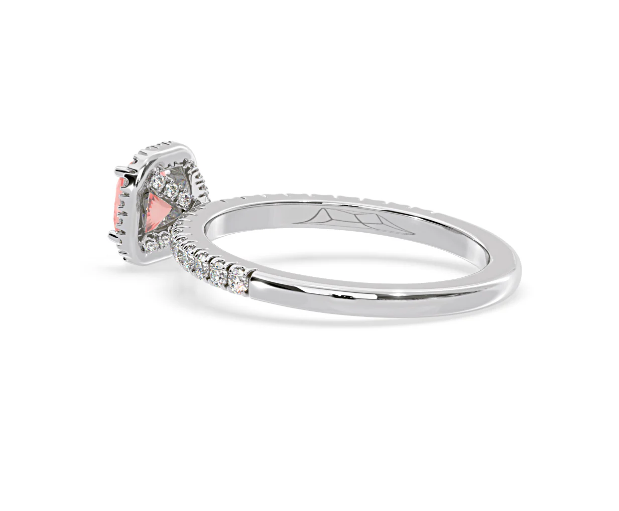 Beatrice Pink Lab Diamond 1.00ct Cushion Halo Ring in 18K White Gold- Elara Collection - Image 34