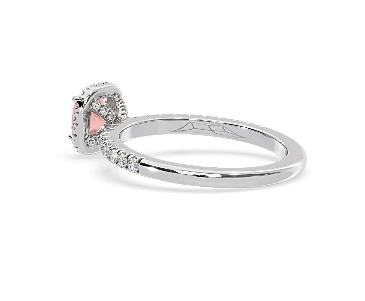 Beatrice Pink Lab Diamond 1.00ct Cushion Halo Ring in 18K White Gold- Elara Collection - Image 35