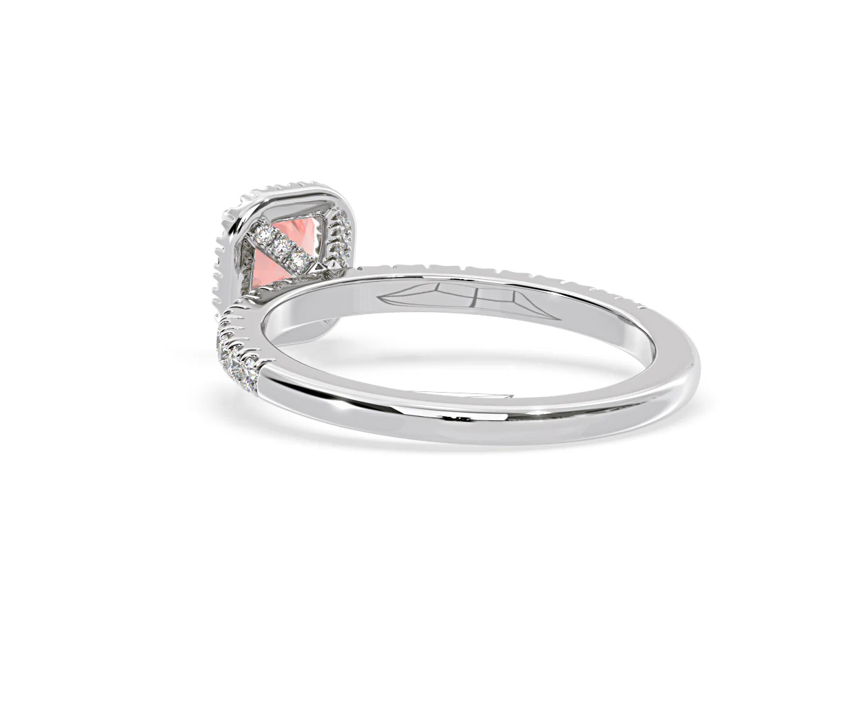 Beatrice Pink Lab Diamond 1.00ct Cushion Halo Ring in 18K White Gold- Elara Collection - Image 39