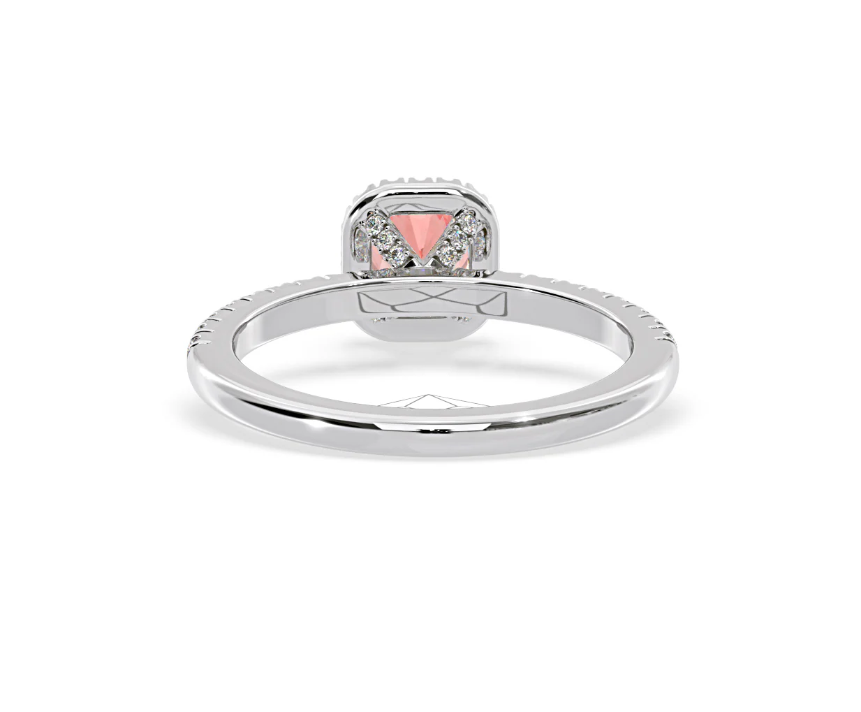 Beatrice Pink Lab Diamond 1.00ct Cushion Halo Ring in 18K White Gold- Elara Collection - Image 46