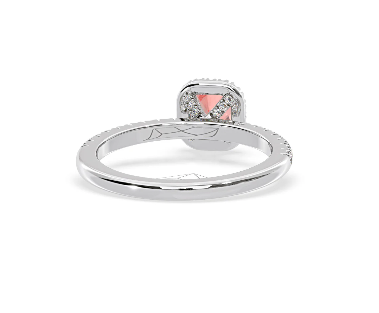 Beatrice Pink Lab Diamond 1.00ct Cushion Halo Ring in 18K White Gold- Elara Collection - Image 49