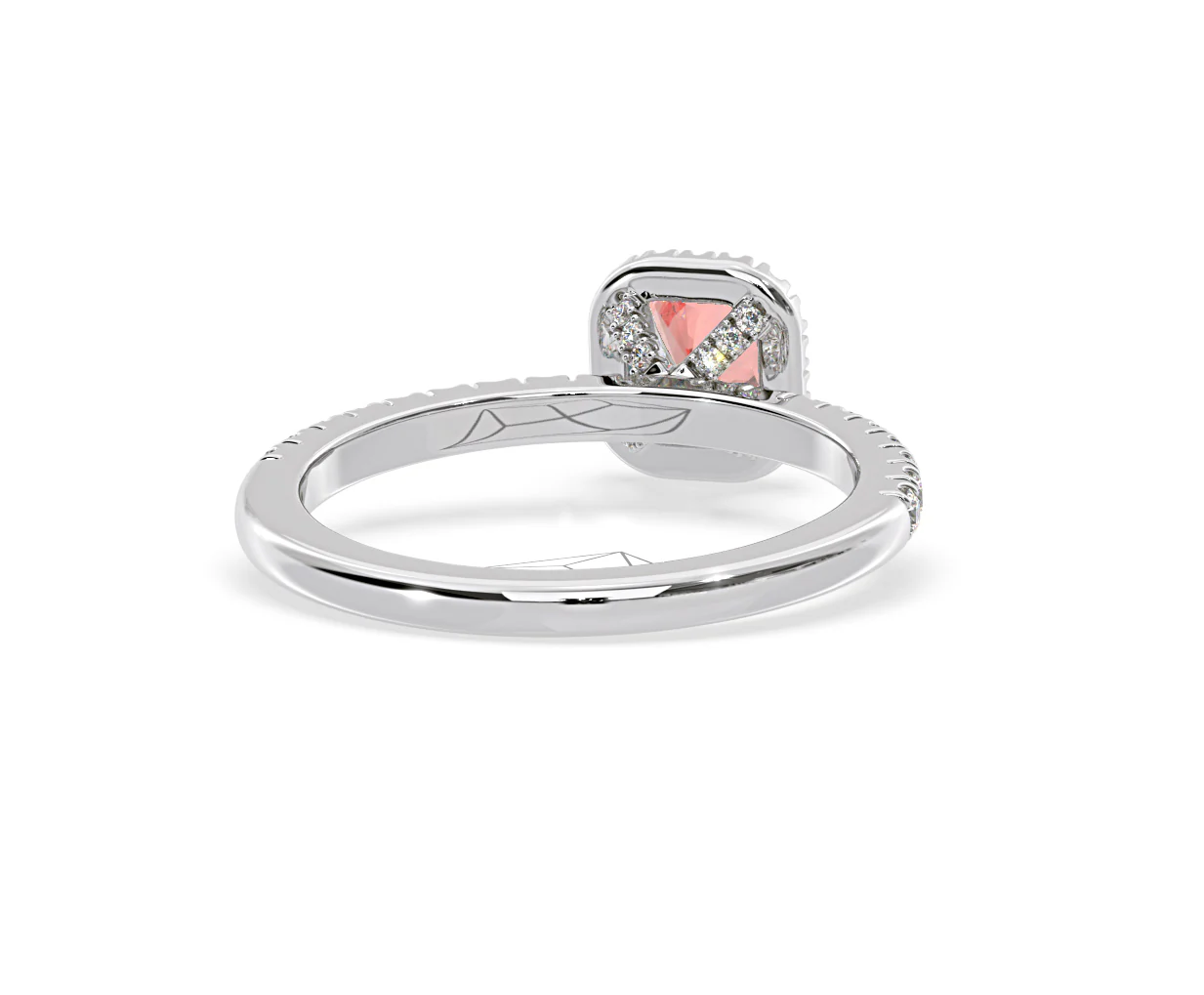 Beatrice Pink Lab Diamond 1.00ct Cushion Halo Ring in 18K White Gold- Elara Collection - Image 50