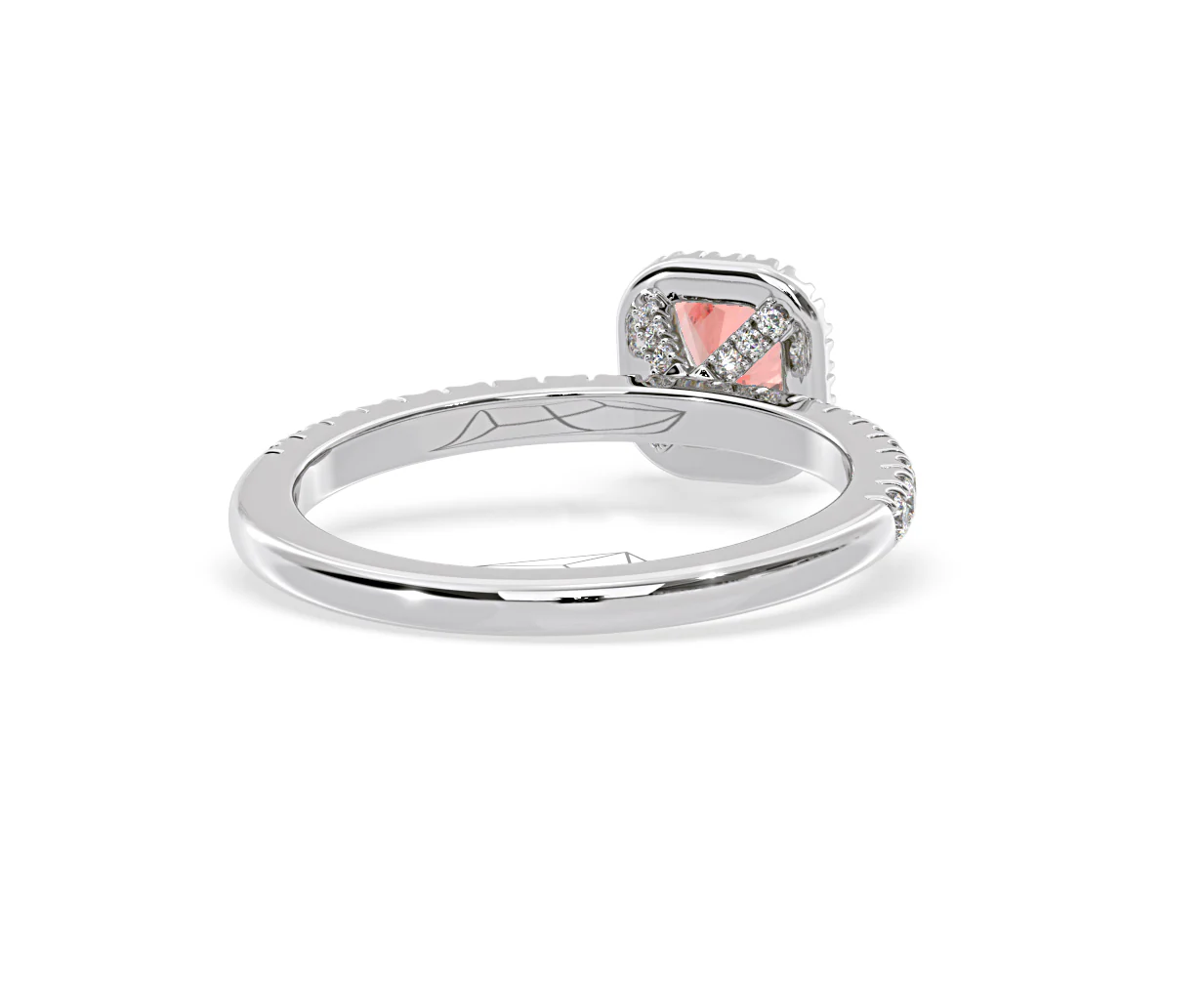 Beatrice Pink Lab Diamond 1.00ct Cushion Halo Ring in 18K White Gold- Elara Collection - Image 51