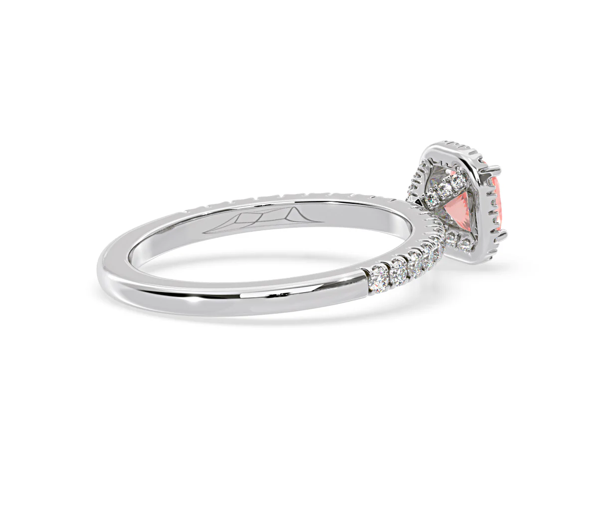 Beatrice Pink Lab Diamond 1.00ct Cushion Halo Ring in 18K White Gold- Elara Collection - Image 59