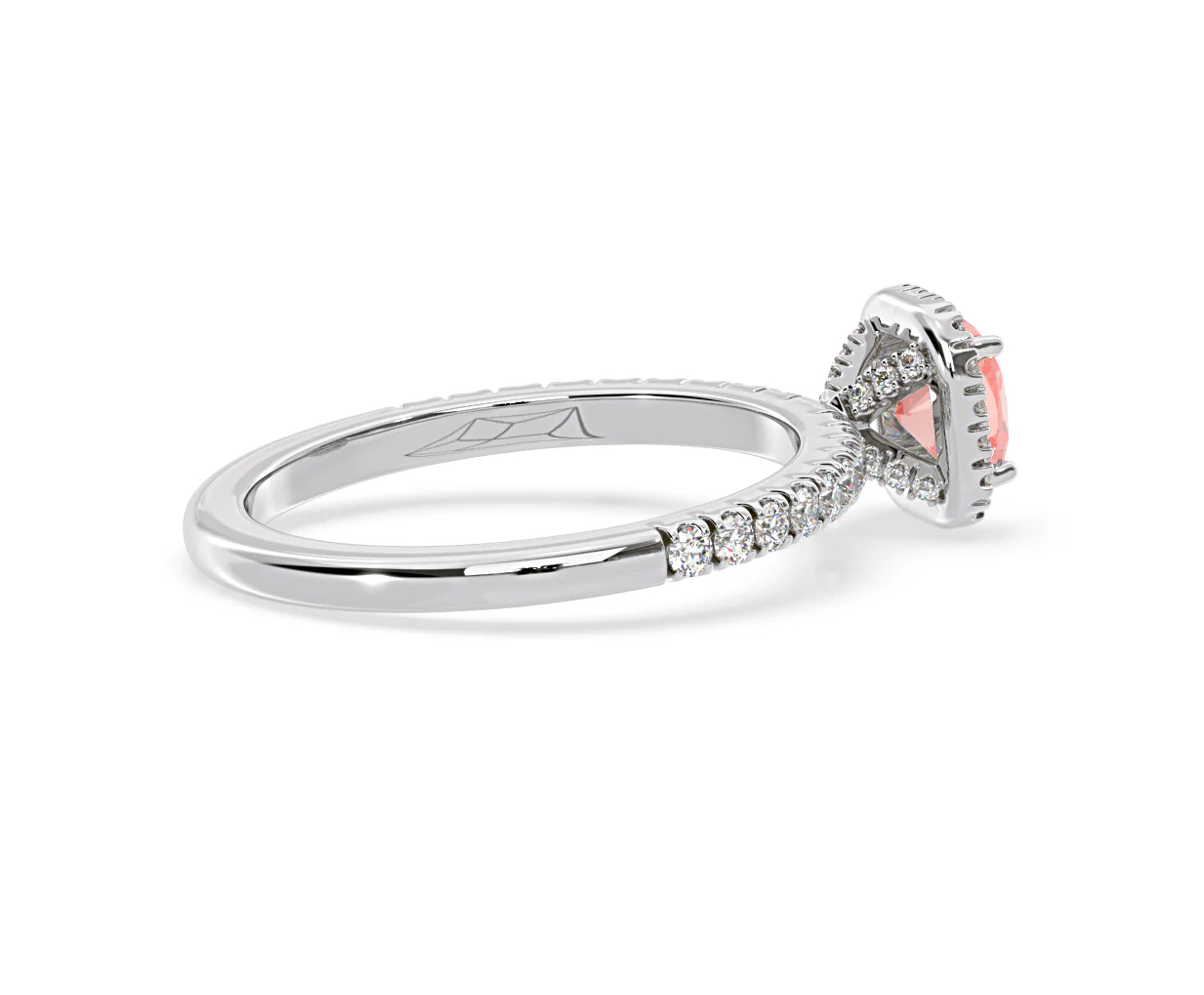 Beatrice Pink Lab Diamond 1.00ct Cushion Halo Ring in 18K White Gold- Elara Collection - Image 61