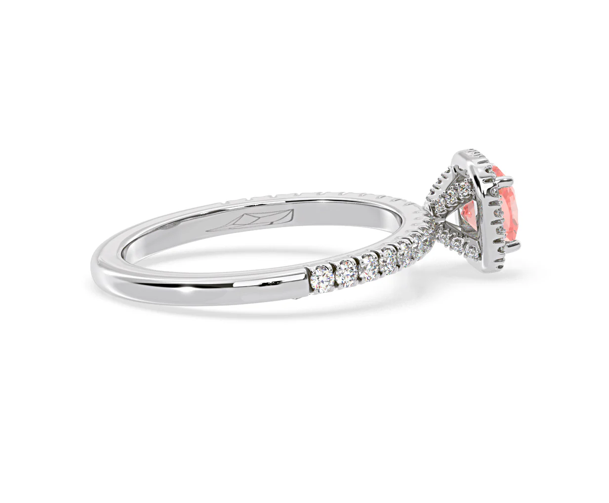 Beatrice Pink Lab Diamond 1.00ct Cushion Halo Ring in 18K White Gold- Elara Collection - Image 63
