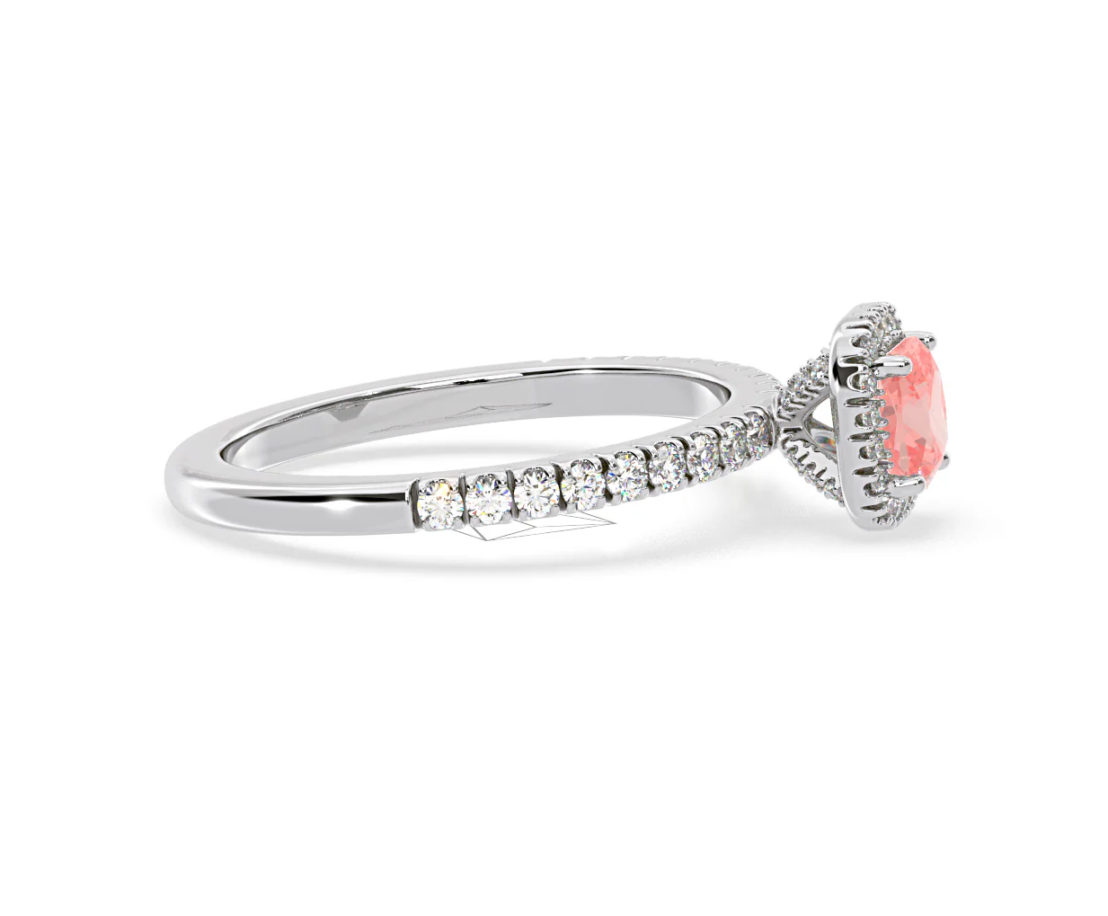 Beatrice Pink Lab Diamond 1.00ct Cushion Halo Ring in 18K White Gold- Elara Collection - Image 69