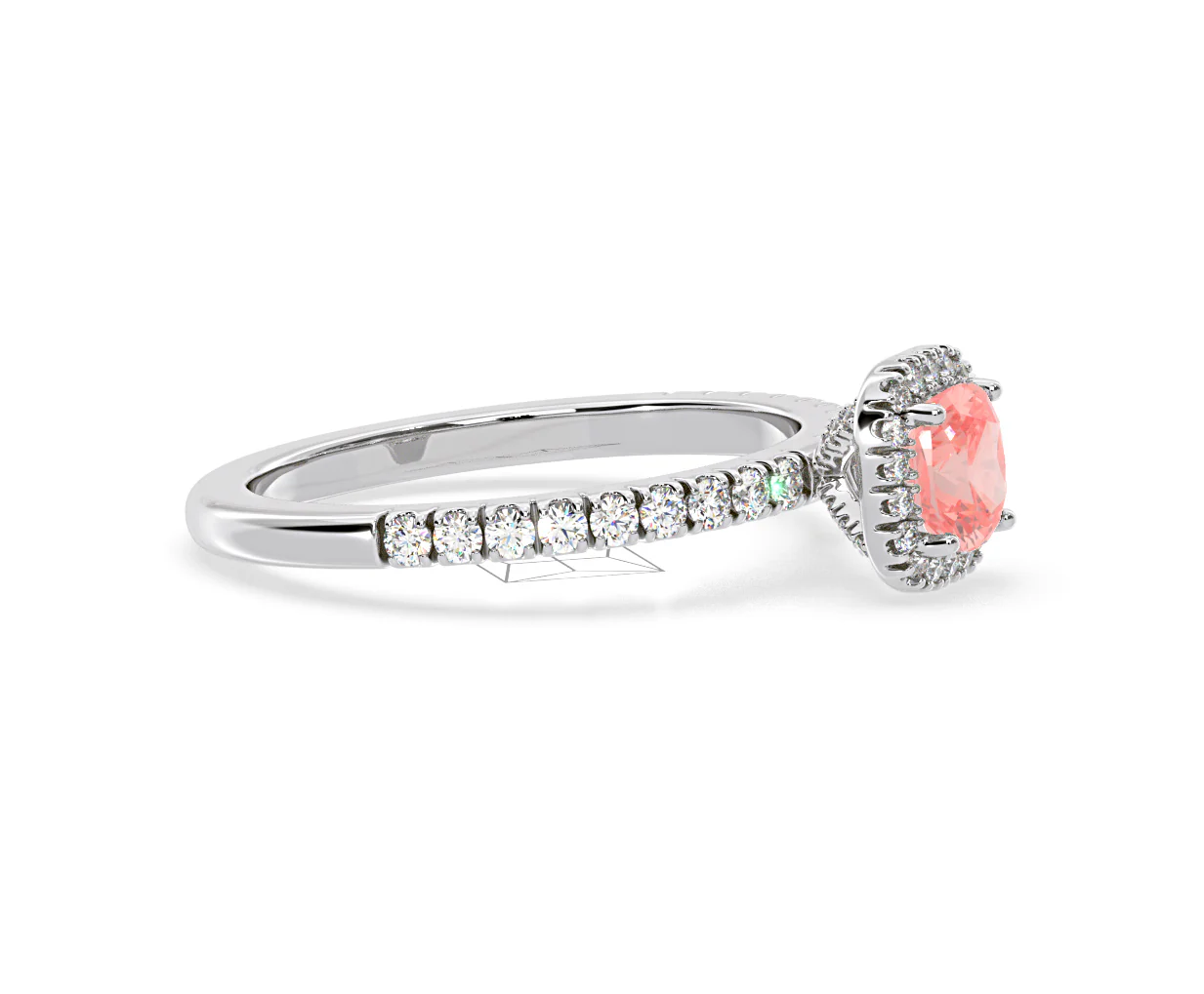 Beatrice Pink Lab Diamond 1.00ct Cushion Halo Ring in 18K White Gold- Elara Collection - Image 72