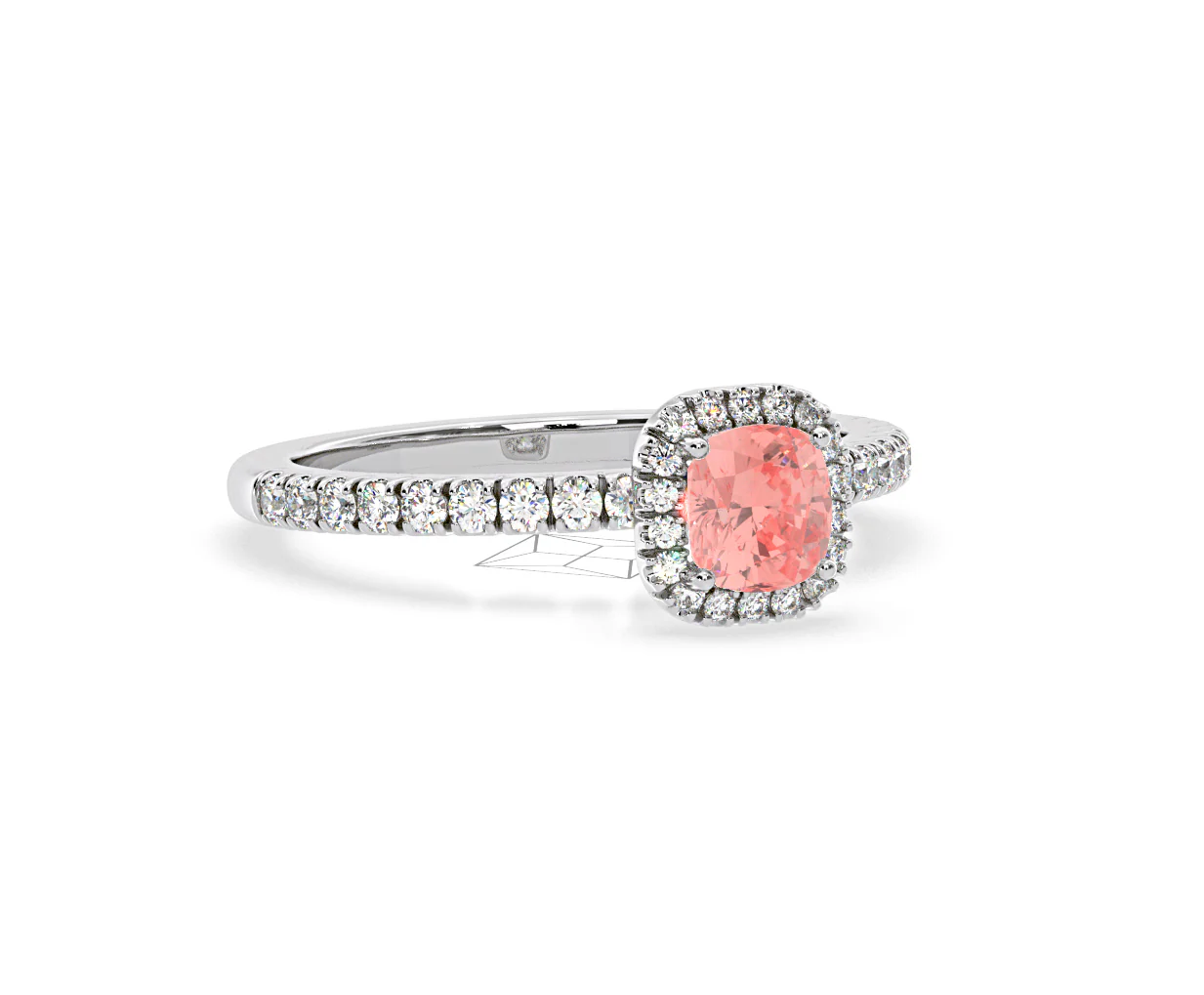 Beatrice Pink Lab Diamond 1.00ct Cushion Halo Ring in 18K White Gold- Elara Collection - Image 81