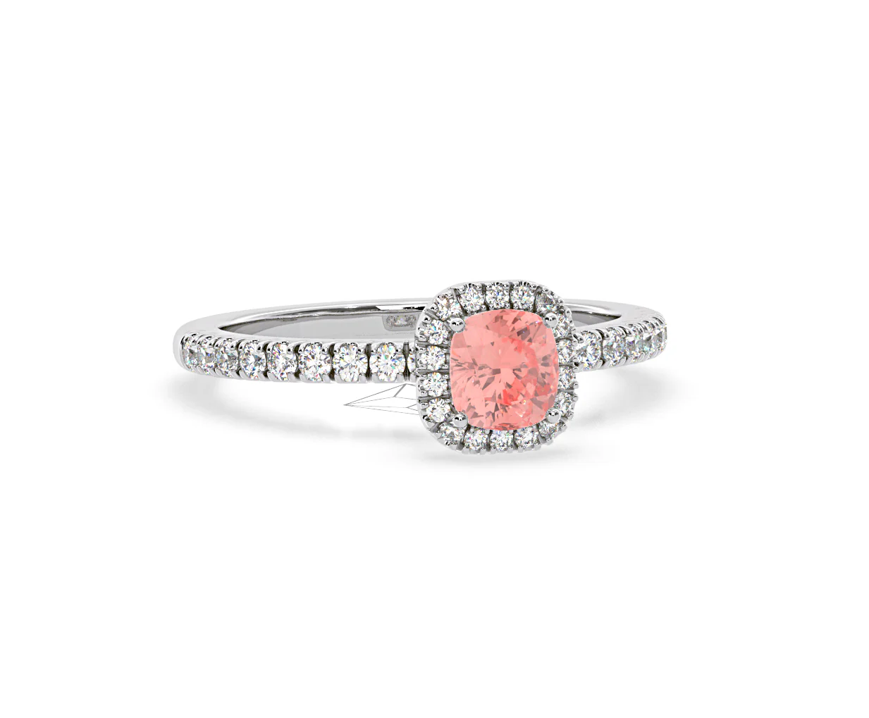Beatrice Pink Lab Diamond 1.00ct Cushion Halo Ring in 18K White Gold- Elara Collection - Image 83