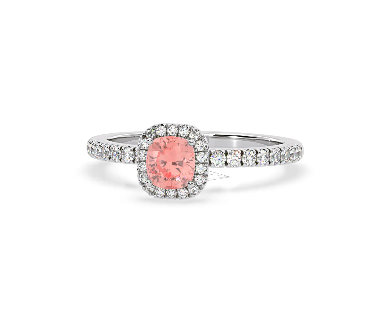 Beatrice Pink Lab Diamond 1.00ct Cushion Halo Ring in 18K White Gold- Elara Collection - Image 9