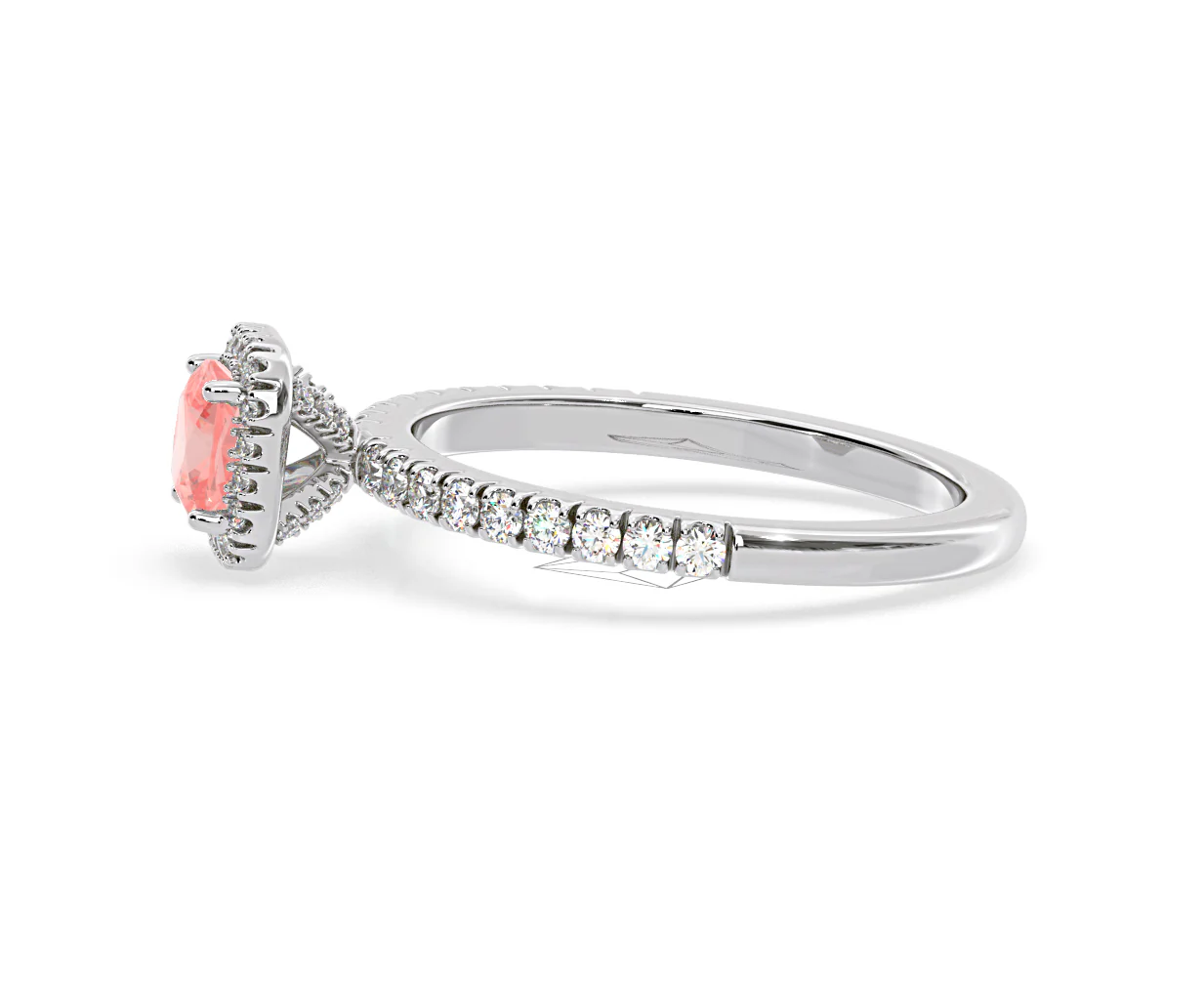 Beatrice Pink Lab Diamond 1.00ct Cushion Halo Ring in Platinum - Elara Collection - Image 25