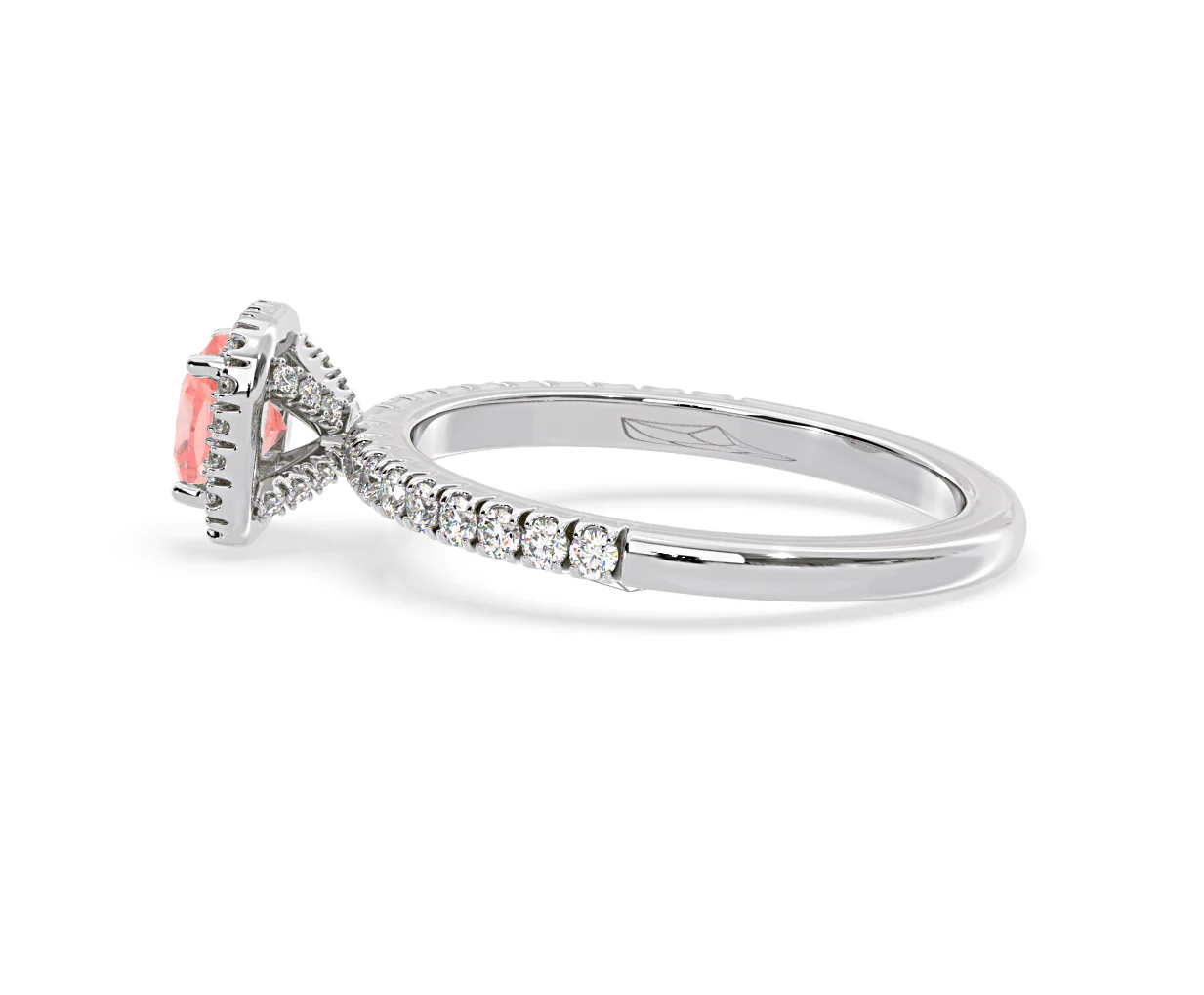Beatrice Pink Lab Diamond 1.00ct Cushion Halo Ring in Platinum - Elara Collection - Image 29