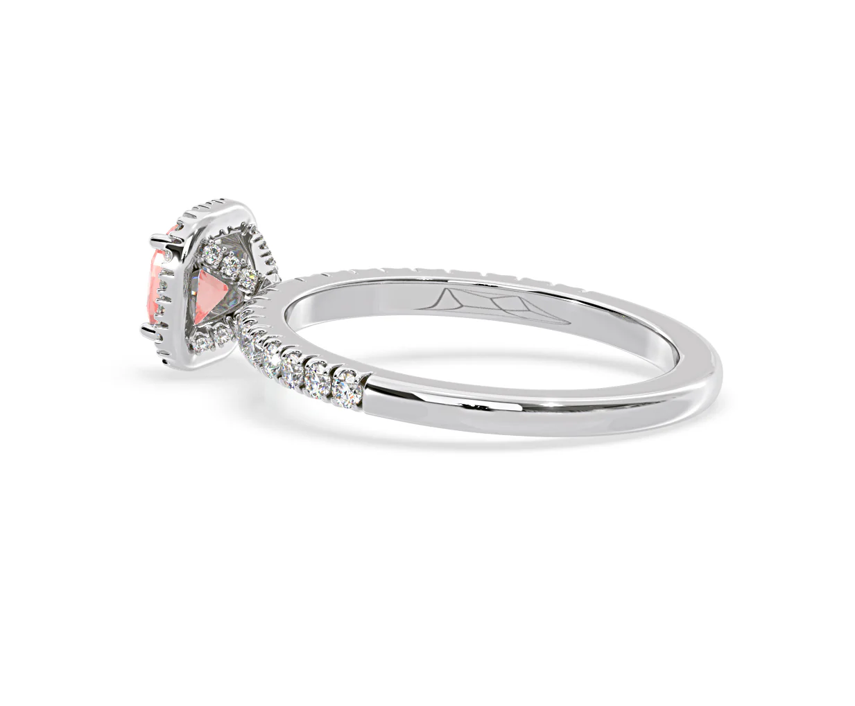 Beatrice Pink Lab Diamond 1.00ct Cushion Halo Ring in Platinum - Elara Collection - Image 33