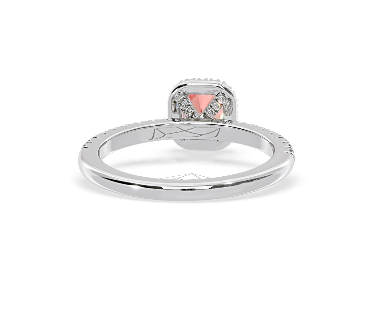 Beatrice Pink Lab Diamond 1.00ct Cushion Halo Ring in Platinum - Elara Collection - Image 48