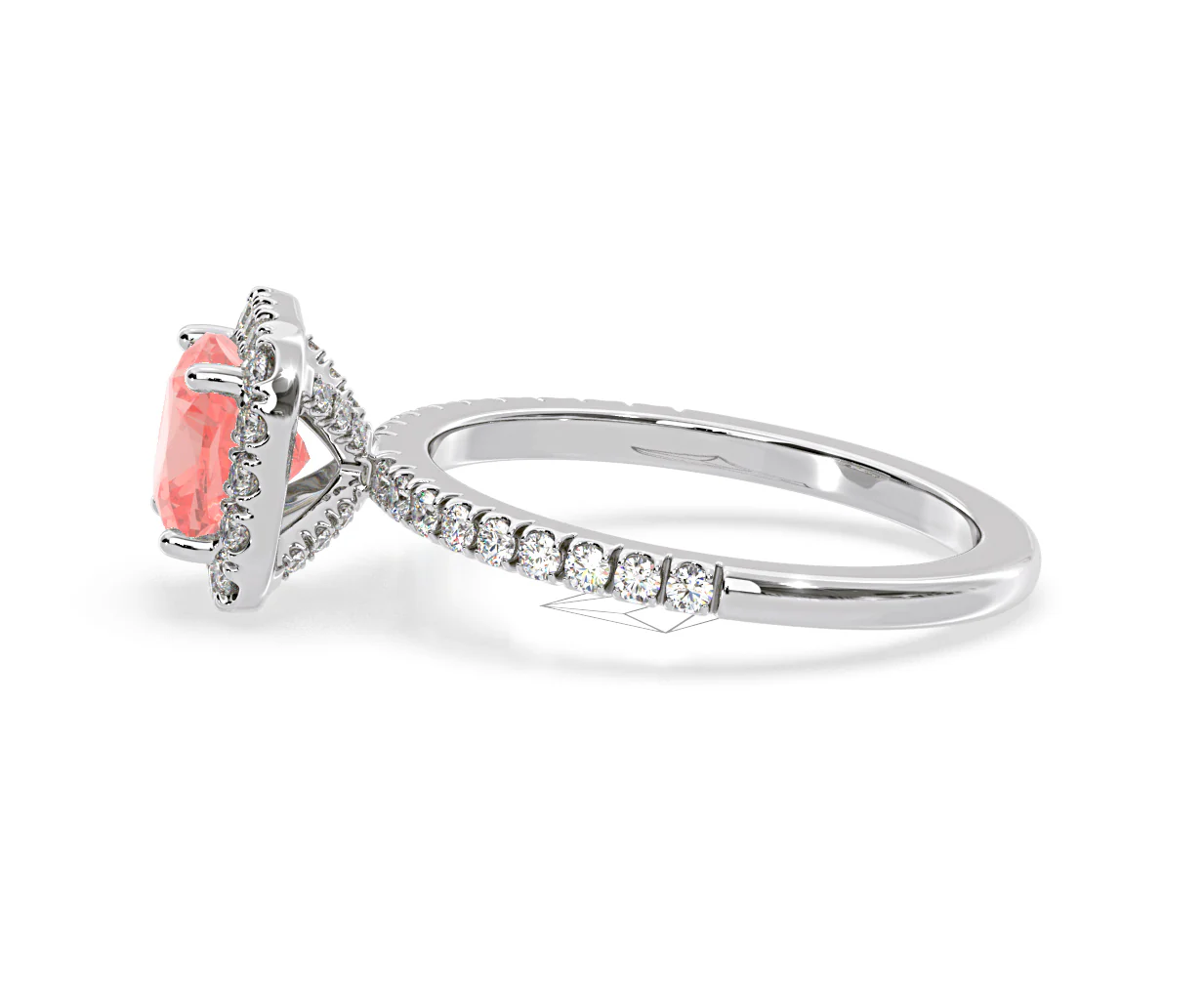 Beatrice Pink Lab Diamond 1.65ct Cushion Halo Ring in Platinum - Elara Collection - Image 26