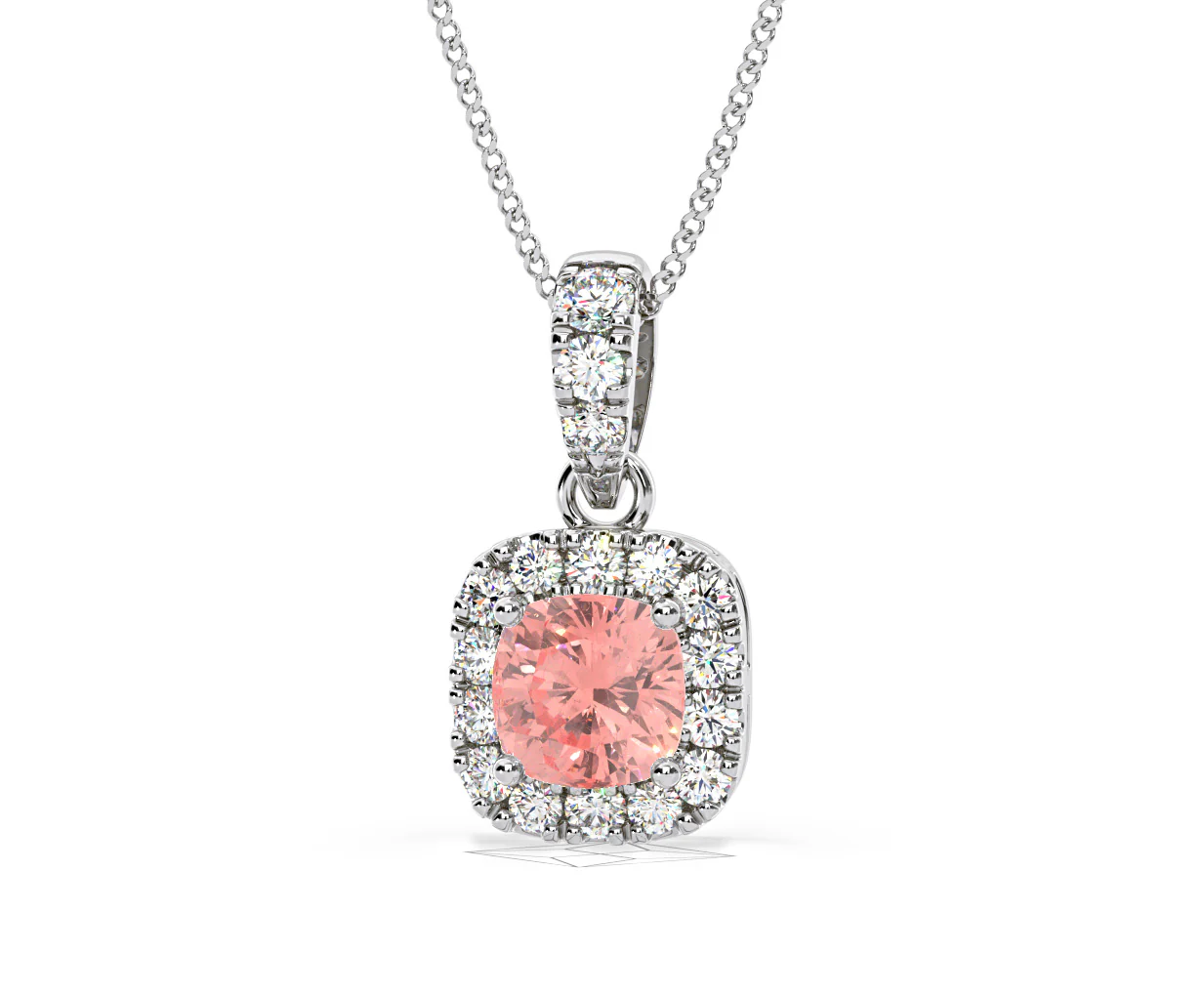 Beatrice Pink Lab Diamond Cushion Cut Necklace 0.70ct in 18K White Gold - Elara Collection - Image 10
