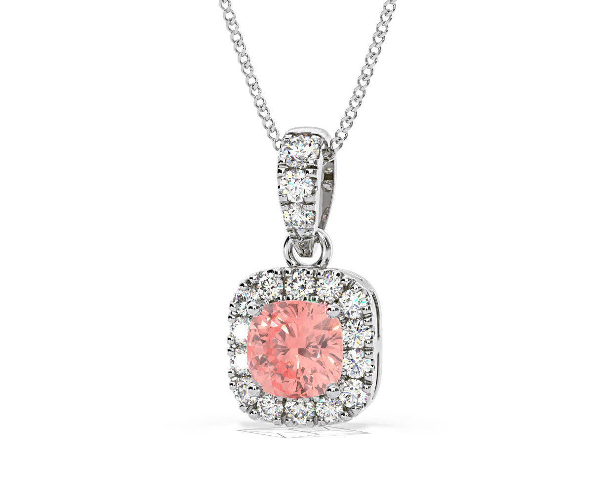Beatrice Pink Lab Diamond Cushion Cut Necklace 0.70ct in 18K White Gold - Elara Collection - Image 11