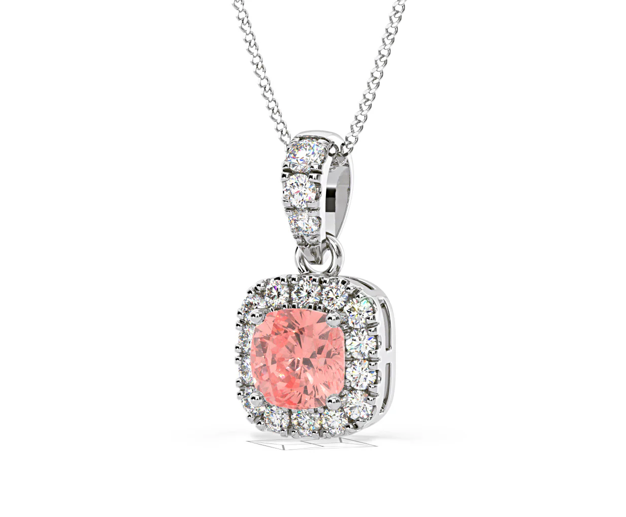 Beatrice Pink Lab Diamond Cushion Cut Necklace 0.70ct in 18K White Gold - Elara Collection - Image 13