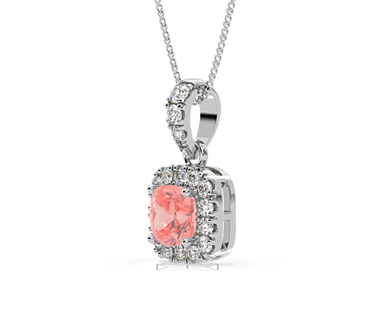 Beatrice Pink Lab Diamond Cushion Cut Necklace 0.70ct in 18K White Gold - Elara Collection - Image 18