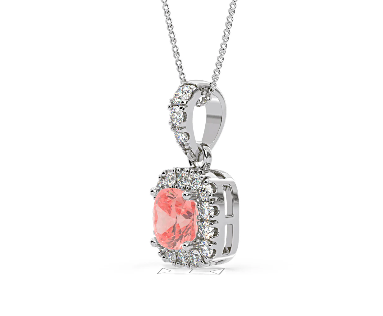 Beatrice Pink Lab Diamond Cushion Cut Necklace 0.70ct in 18K White Gold - Elara Collection - Image 19
