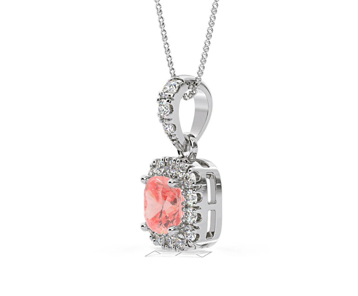 Beatrice Pink Lab Diamond Cushion Cut Necklace 0.70ct in 18K White Gold - Elara Collection - Image 20