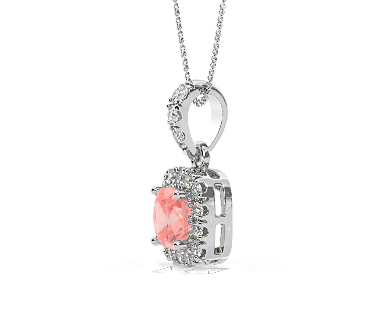 Beatrice Pink Lab Diamond Cushion Cut Necklace 0.70ct in 18K White Gold - Elara Collection - Image 22