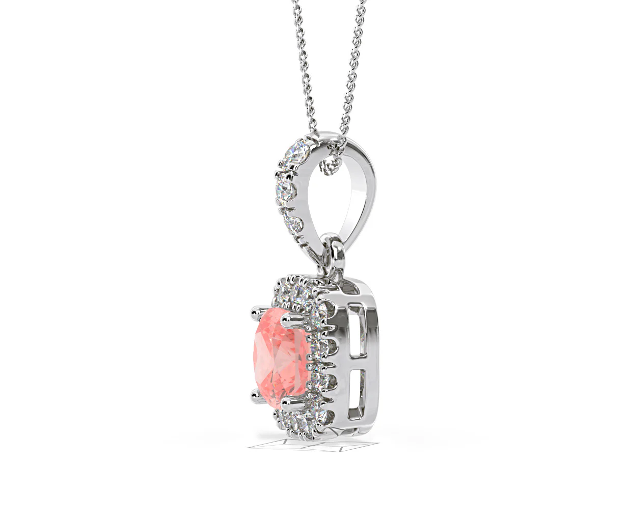 Beatrice Pink Lab Diamond Cushion Cut Necklace 0.70ct in 18K White Gold - Elara Collection - Image 23