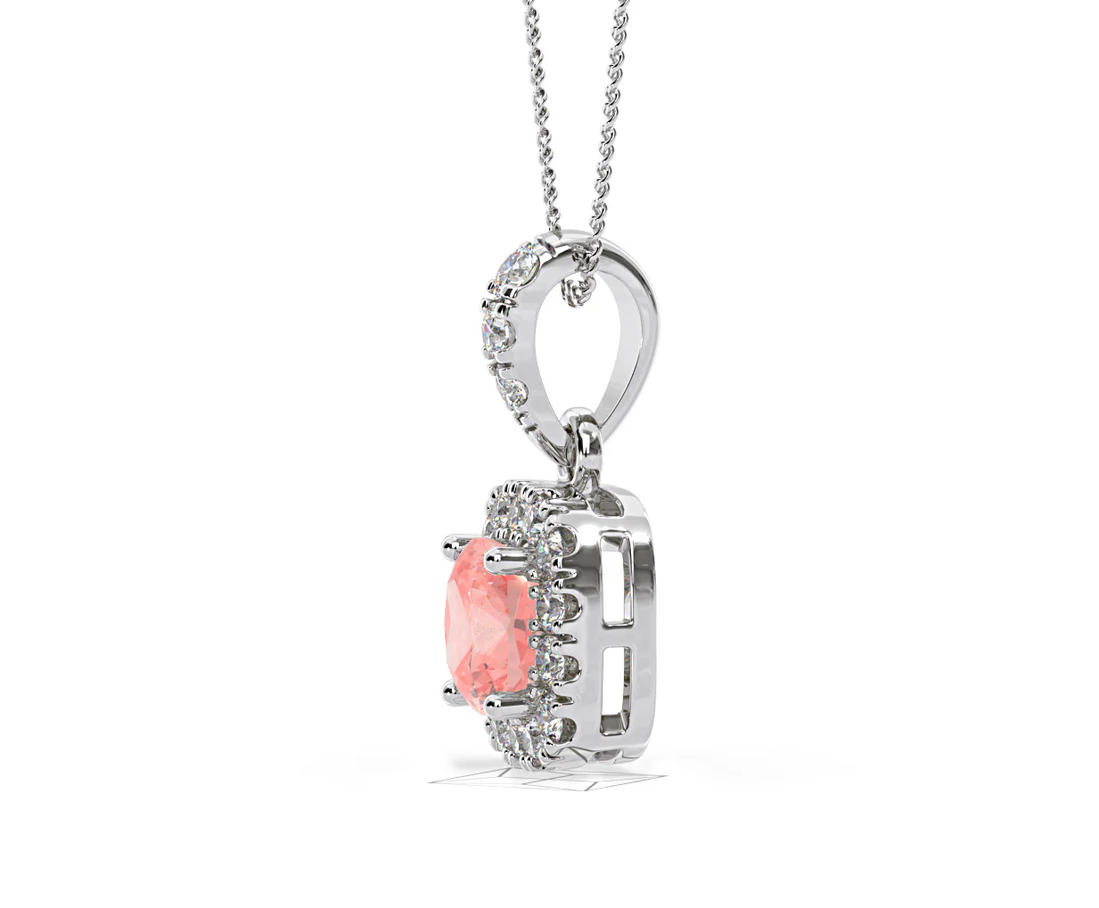 Beatrice Pink Lab Diamond Cushion Cut Necklace 0.70ct in 18K White Gold - Elara Collection - Image 24
