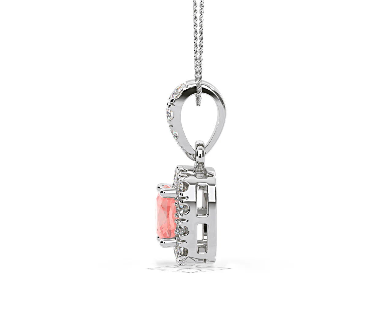 Beatrice Pink Lab Diamond Cushion Cut Necklace 0.70ct in 18K White Gold - Elara Collection - Image 27