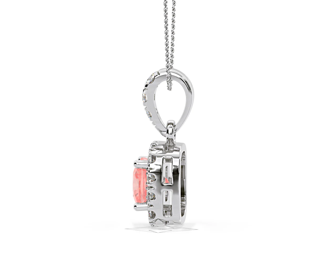 Beatrice Pink Lab Diamond Cushion Cut Necklace 0.70ct in 18K White Gold - Elara Collection - Image 29