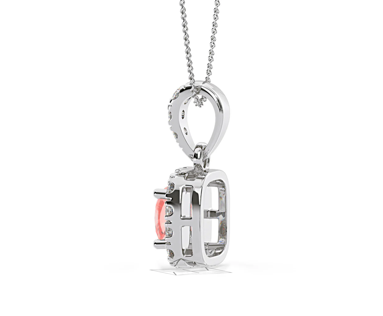 Beatrice Pink Lab Diamond Cushion Cut Necklace 0.70ct in 18K White Gold - Elara Collection - Image 32