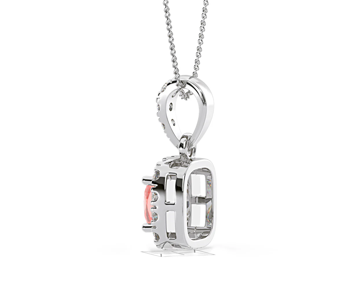 Beatrice Pink Lab Diamond Cushion Cut Necklace 0.70ct in 18K White Gold - Elara Collection - Image 33